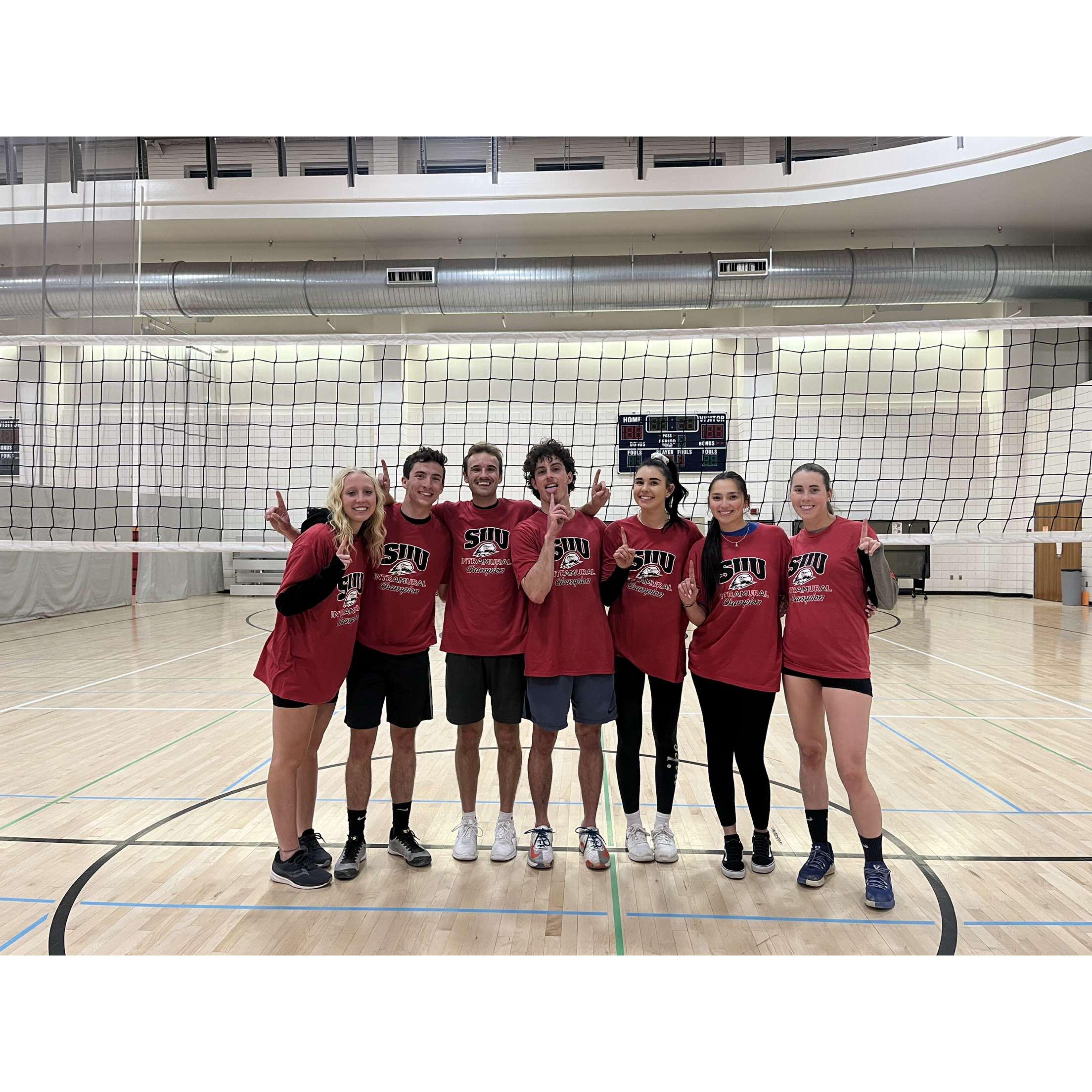 Winning intramural volleyball!