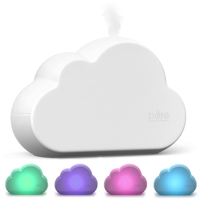 Pure Enrichment® MistAire™ Cloud - Ultrasonic Cool Mist Humidifier Lasts Up to 24 Hours, 8-Color Night Light for Child or Baby, Variable Mist, Whisper-Quiet Operation for Nursery or Bedroom, BPA Free