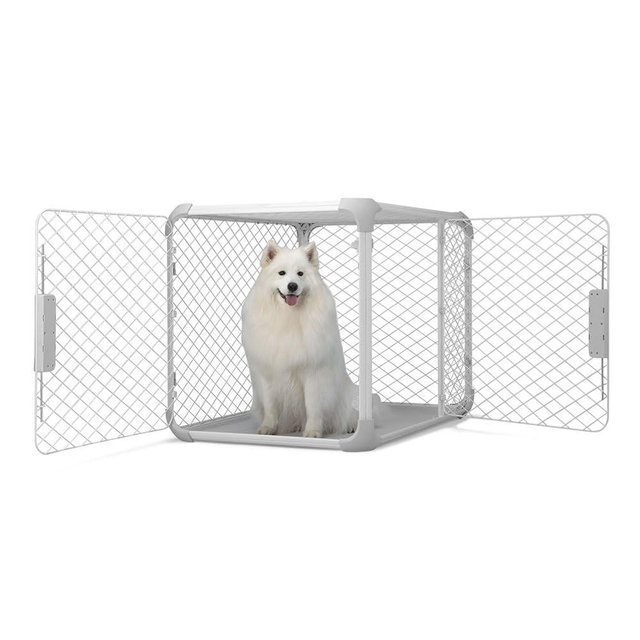 DIGGS Evolv Dog Crate - Slim, Durable Dog Kennel with Removable Ceiling Panel and Modular Design - Safe, Stylish, and Convenient (Ash, Large)