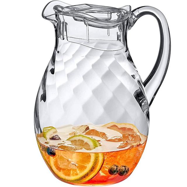 Youngever 2 Quarts Plastic Pitcher with Lid Clear Plastic Pitcher Great for Iced Tea Sangria Lemonade and More