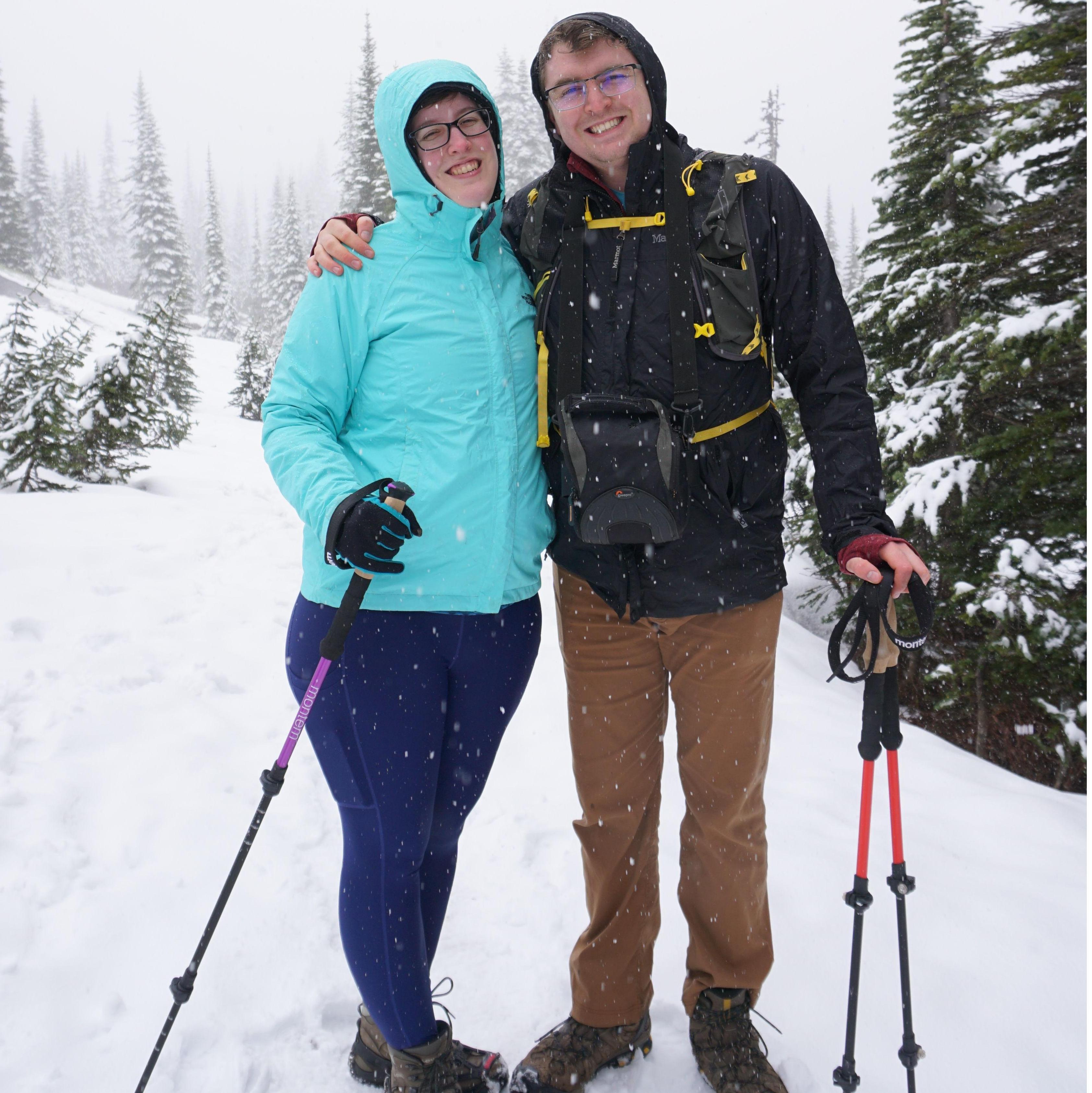 Hiking through the snow in Mt. Rainier National Park