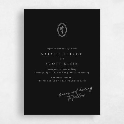 Black Wedding Invitation - Gemma Portrait