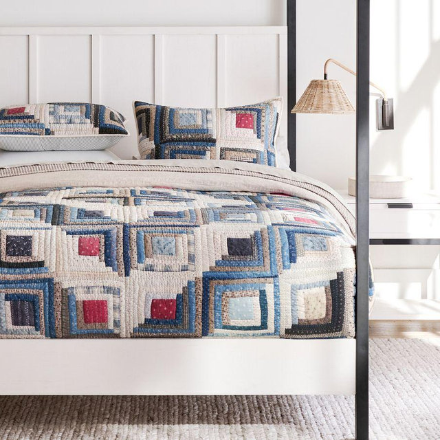 Blue Lassen Handcrafted Applique Quilt, King/Cal. King