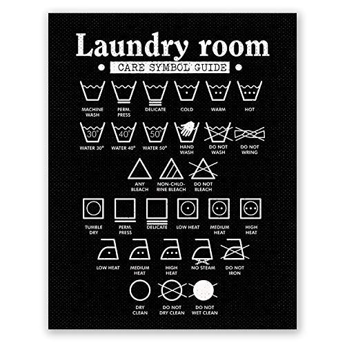 PGbureau 11x14 in Laundry Room Decor – Wall Art Symbols Poster – Laundry Decoration – Room Sign (Black)