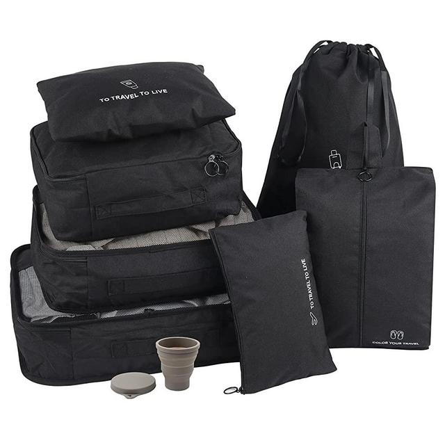 8Pcs Packing Cubes for Suitcase Travel Luggage Organizer Bags with a Collapsible Cup, Travel Essentials Bags Set for Flying Luggage Accessories