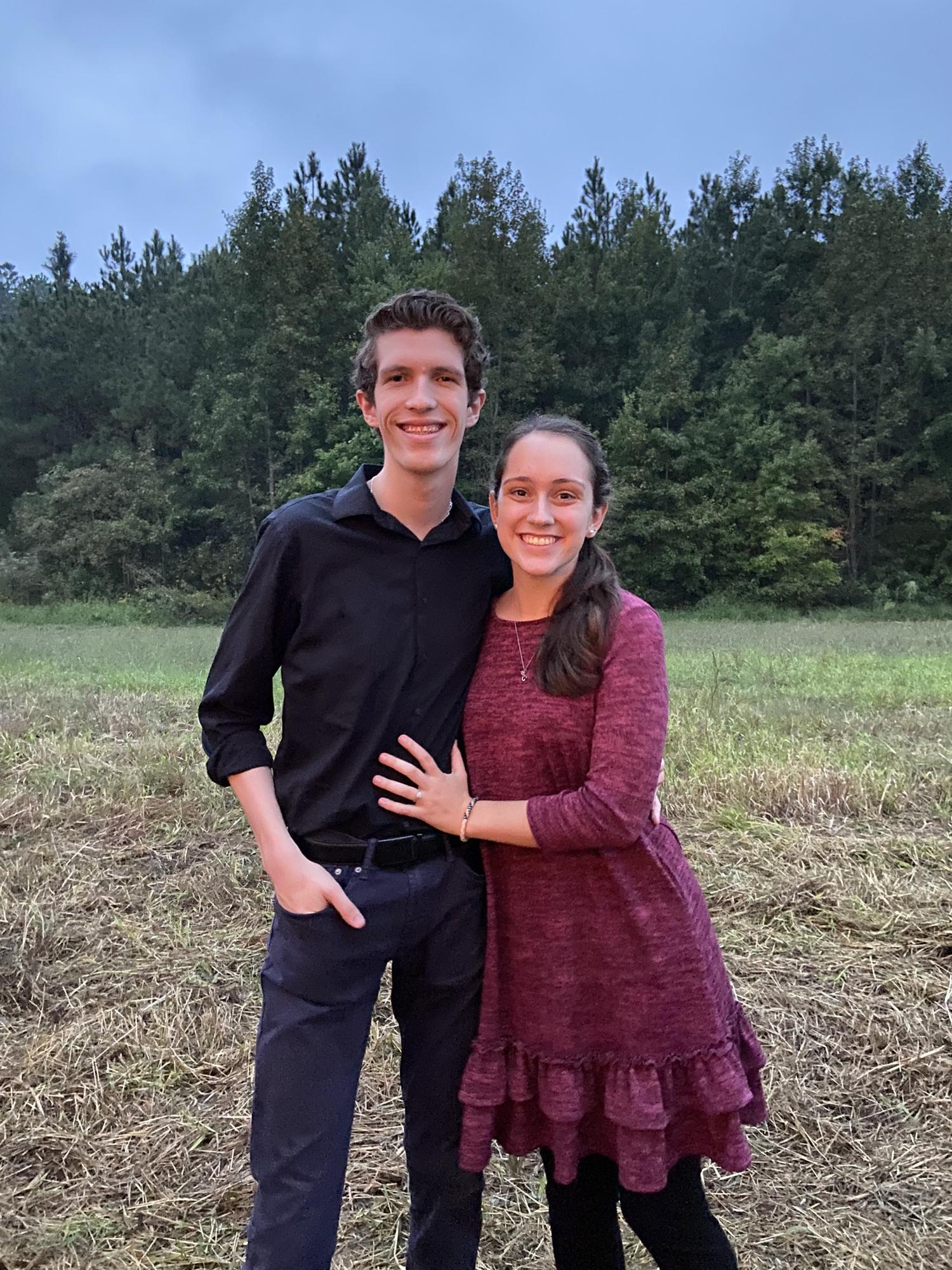 Us at a wedding October 2020 (realizing these are good outfits for engagment photos)