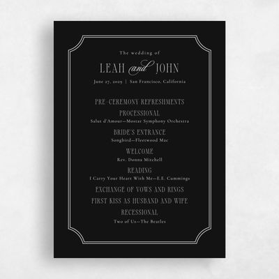 Black Wedding Program - Dermot
