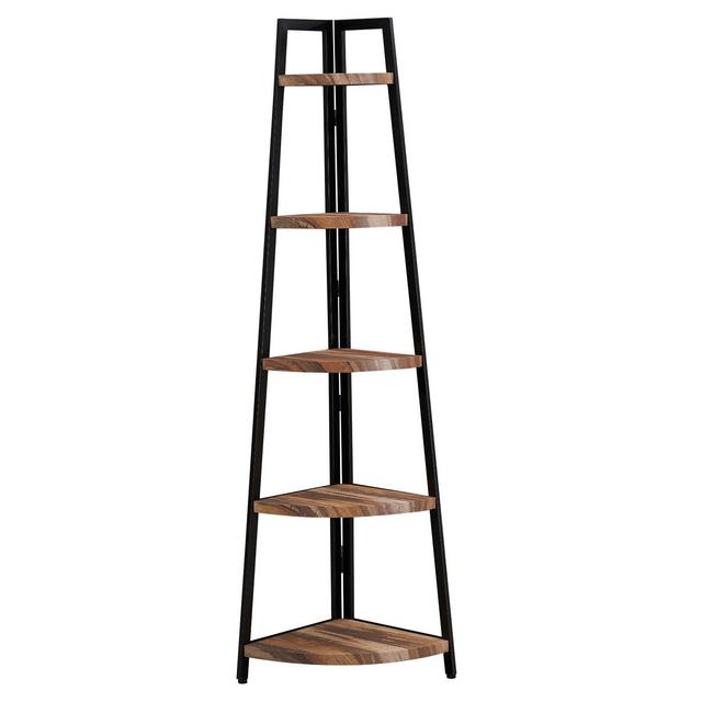 5-Tier Corner Ladder Display Shelving Unit Metal & Distressed Wood - Danya B.
