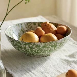 Green Speckled Serving Bowl, Large