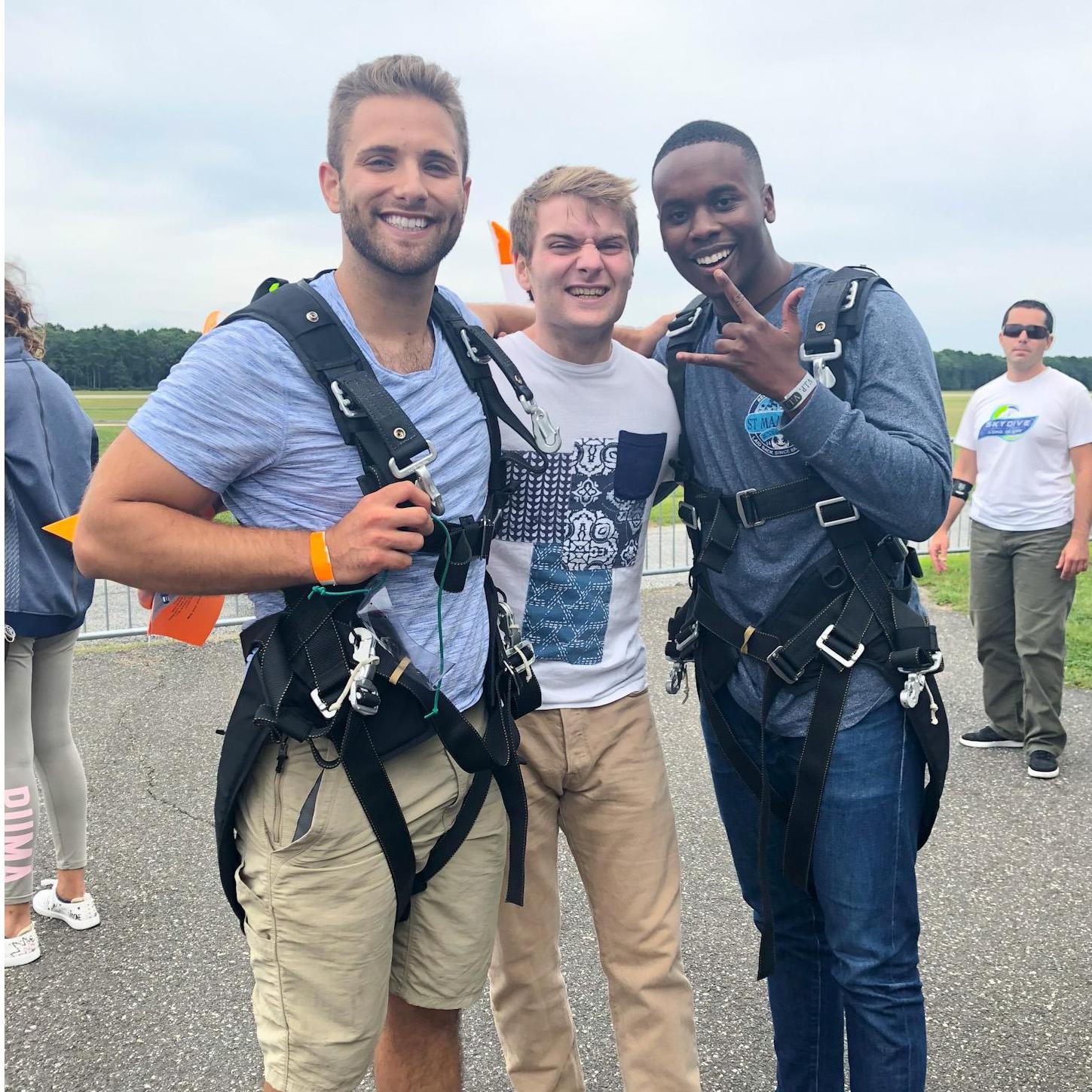 John, Paul, and Galton right after skydiving. John's always been a little more adventurous than me.