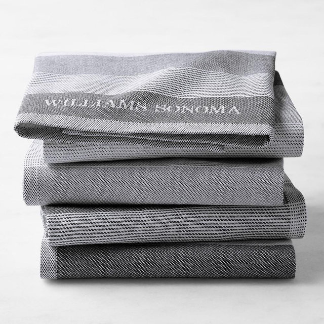Williams Sonoma Logo Stripe Towels, Set of 4, Black