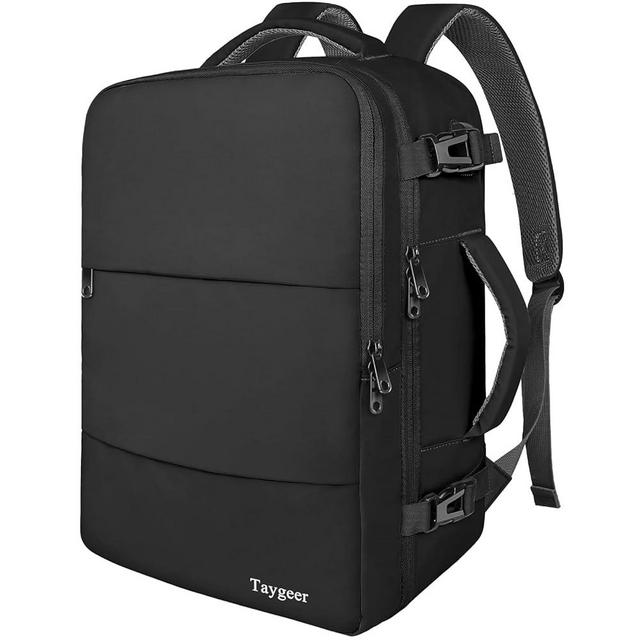 Taygeer Travel Laptop Backpack, Airplane Approved Travel Backpack Suitcase For Men Women With Usb Charging Port, Lightweight College 35l Luggage Bag 15.6inch Laptop Backpack Gifts For Business,Black