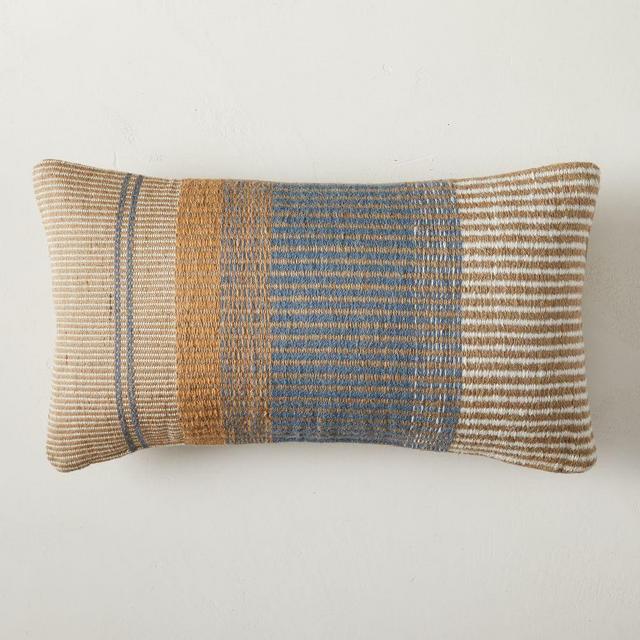 Mixed Stripes Lumbar Pillow Cover, 14"x26", Warm Neutral