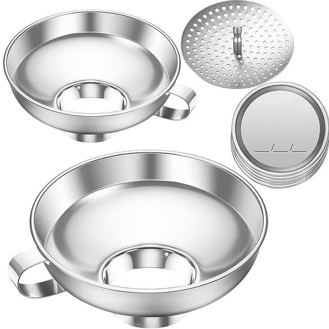 Toncoo Premium Canning Funnel with Strainer for Regular and Wide Mason Jars, Stainless Steel Wide Mouth Funnels for Kitchen Use - Canning Supplies Kit - Canning Funnels for Filling Bottles - 13 Pack