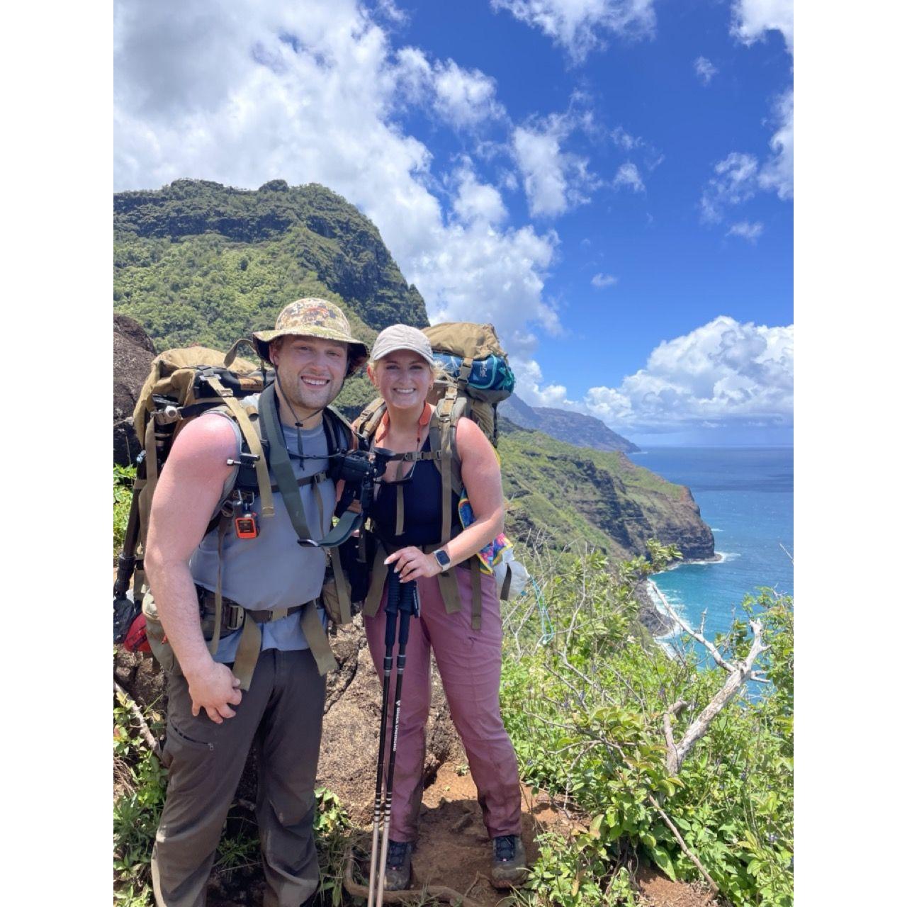 13 mile hike on Kalalau Trail, Kauai island, to our campsite!