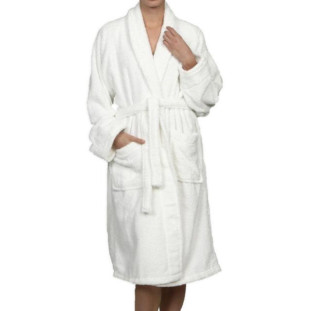 Large Cotton Terry Adult Unisex Bathrobe in White