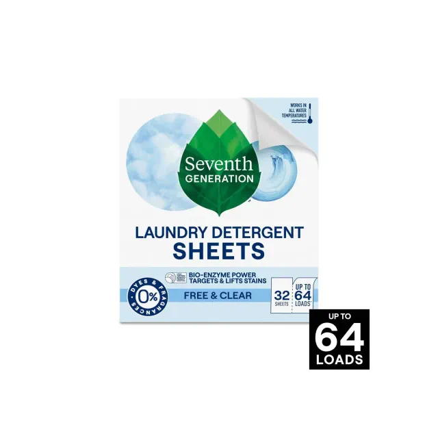 Seventh Generation Laundry Detergent Sheets - Free & Clear - 32ct