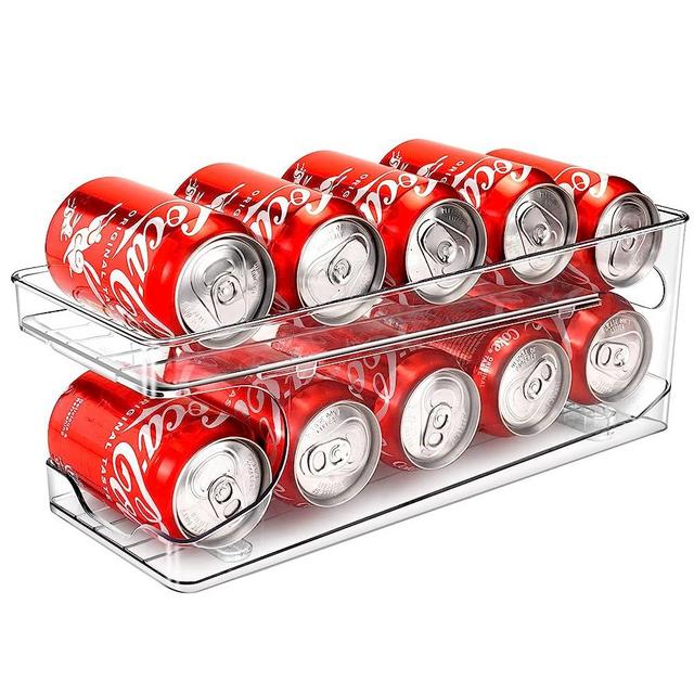 BingoHive Rolling Soda Can Organizer for Refrigerator Can Dispenser for Beer Soda Seltzer Pop Can Soda Organizer for Refrigerator 10 Standard Size 11.15oz, 12oz, 330ML, 355ML Cans Holder Storage