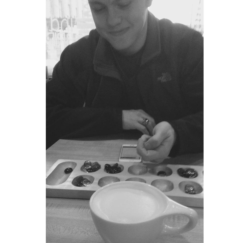 Taken during our very first date - James took me to Lincoln to make mugs, sip coffee and play mancala before taking me to dinner and walking around to look at Christmas lights!