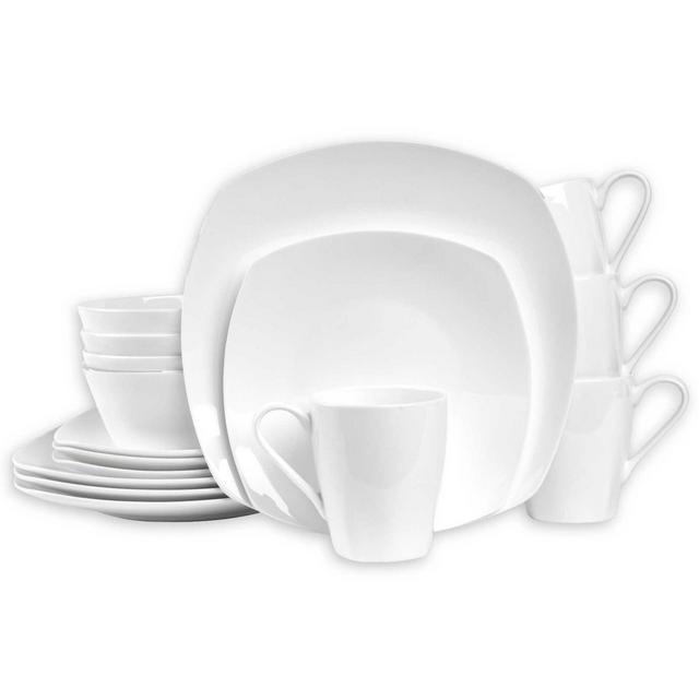 Stone Lain White Square 16-Piece Dinnerware Set