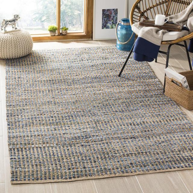 Kellar Handmade Flatweave Natural/Blue Area Rug