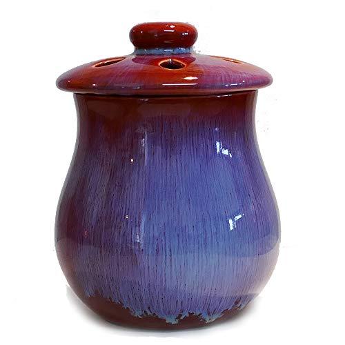 Cottage Creek Ceramic Garlic Keeper Garlic Storage Garlic Jar Vented Garlic Container [Red]