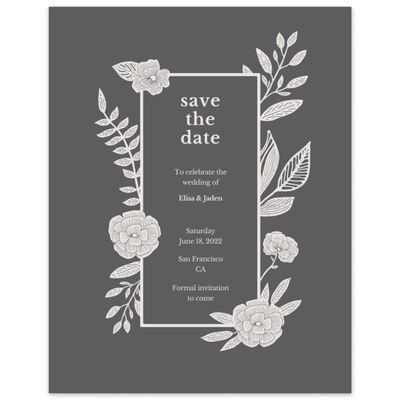 Charcoal, Grey Wedding Digital Save the Date - Catania Border