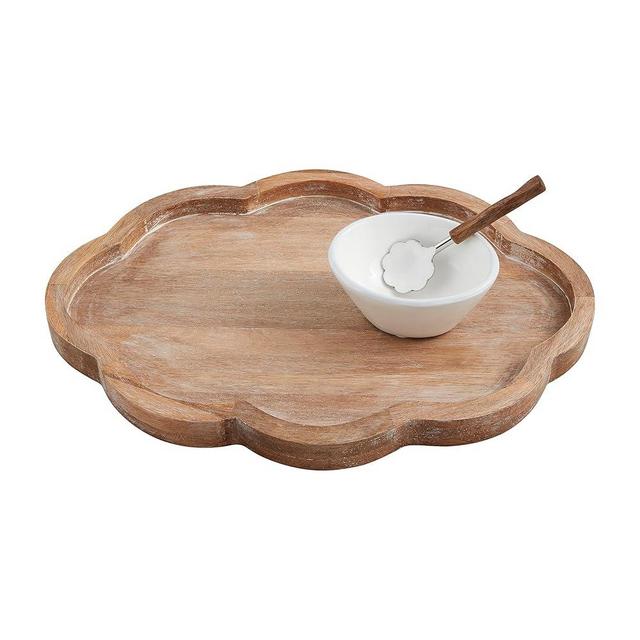 Mud Pie Scalloped Tray Serving Set, 16" x 12.75", BROWN