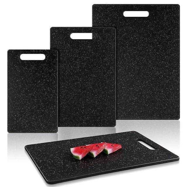 Plastic Cutting Board Set of 3, Black Kitchen Cutting Board, Dishwasher Safe, Easy to Clean and Grip Chopping Boards for Meat Veggies, 3 Size