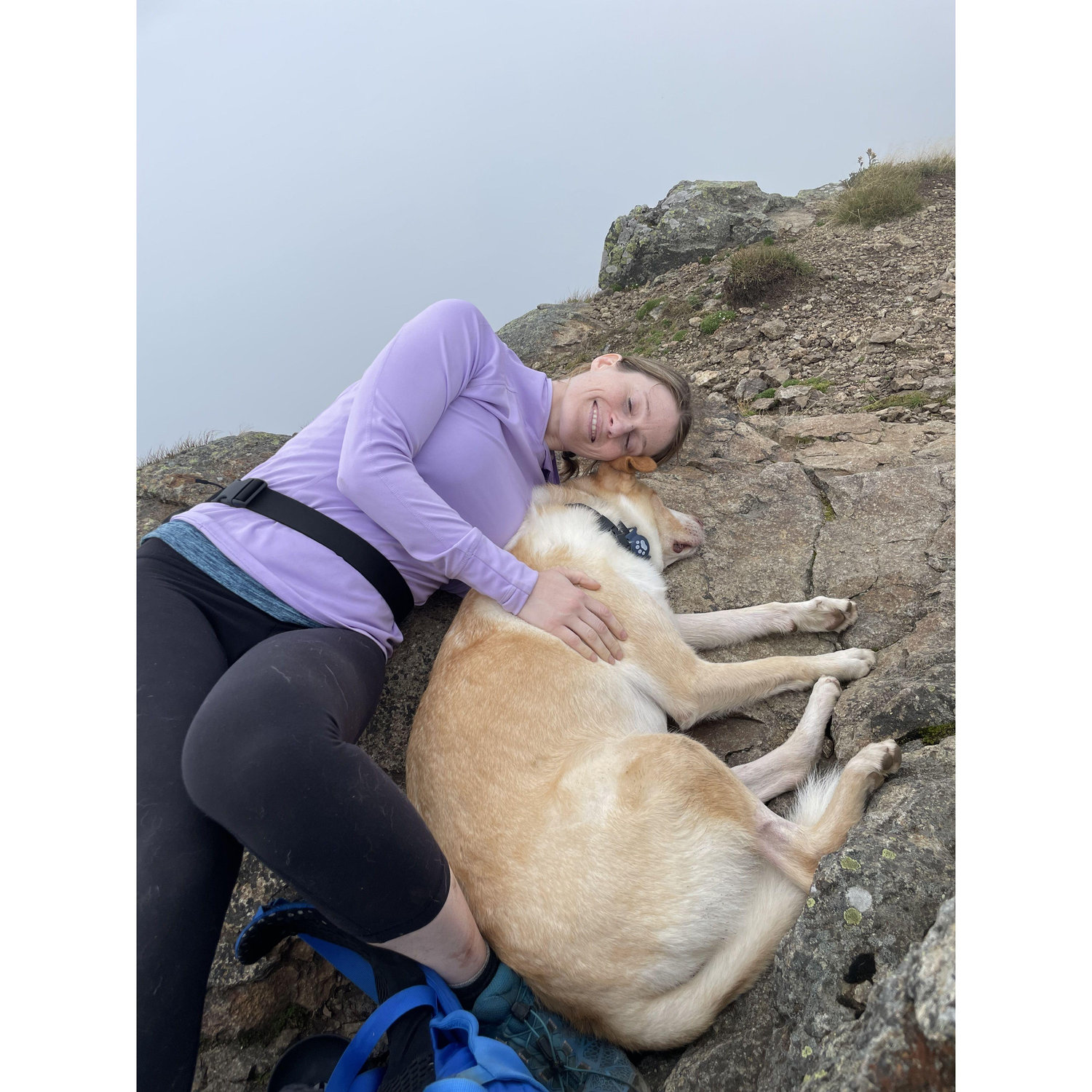Maddy and Philo taking a nap on top of Mt. Lafayette... It was too cloudy and busy up top so I waited to propose until we were on the way down