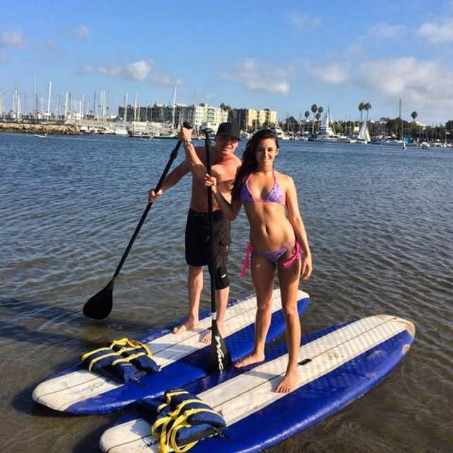 Enjoying one of our favorite outdoor water activities! SUPing for our first time together in Marina Del Rey.