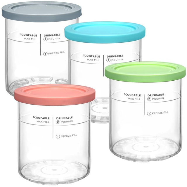 SLLFLY Replacement for Creami Deluxe Pints and Lids 4 Pack,Compatible with Ninja Creami 11-in-1 NC501 NC500 Series Deluxe Ice Cream Maker,24oz Deluxe XL Cups