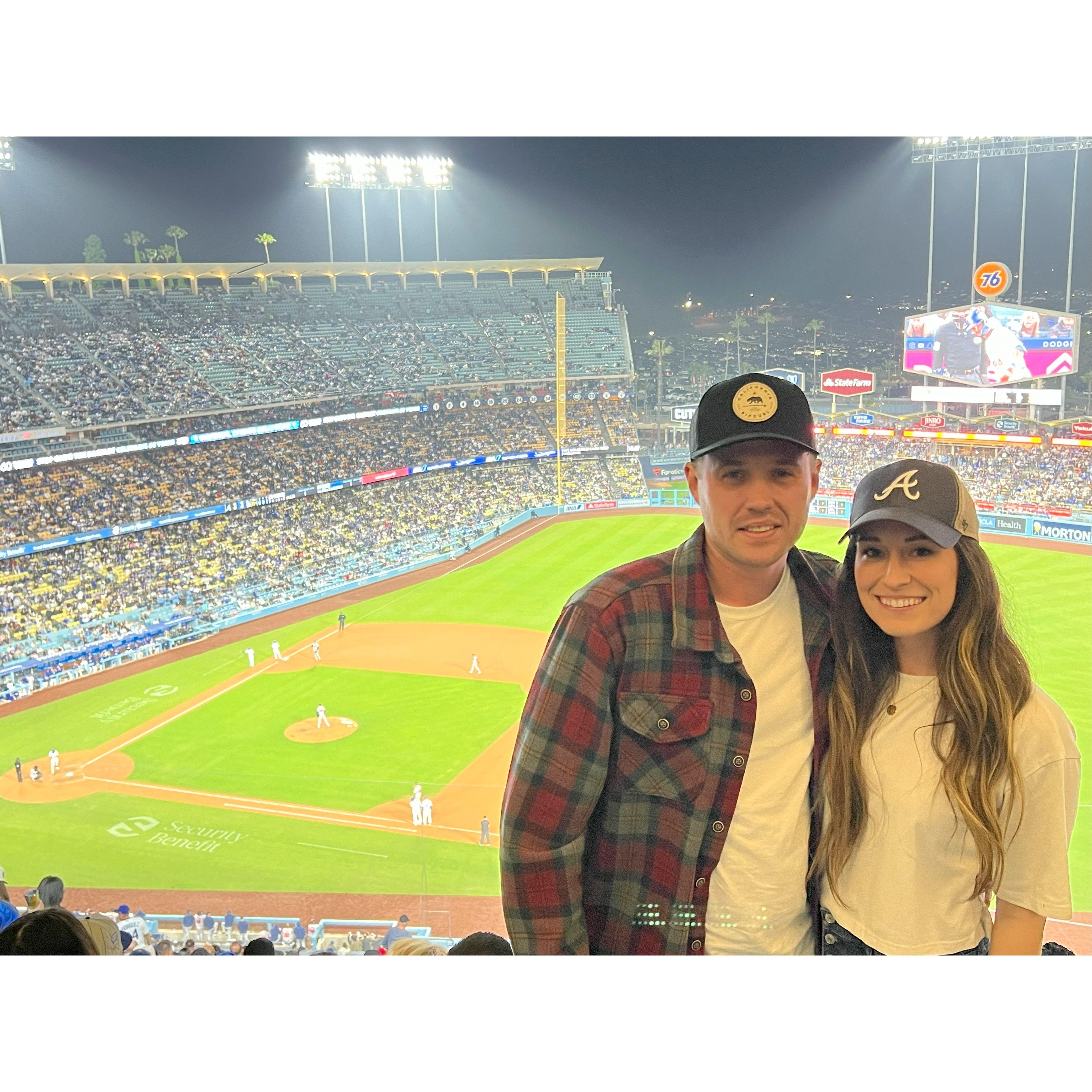 Sam's first Braves game @ the Dodgers. We (Braves) lost, ugh.