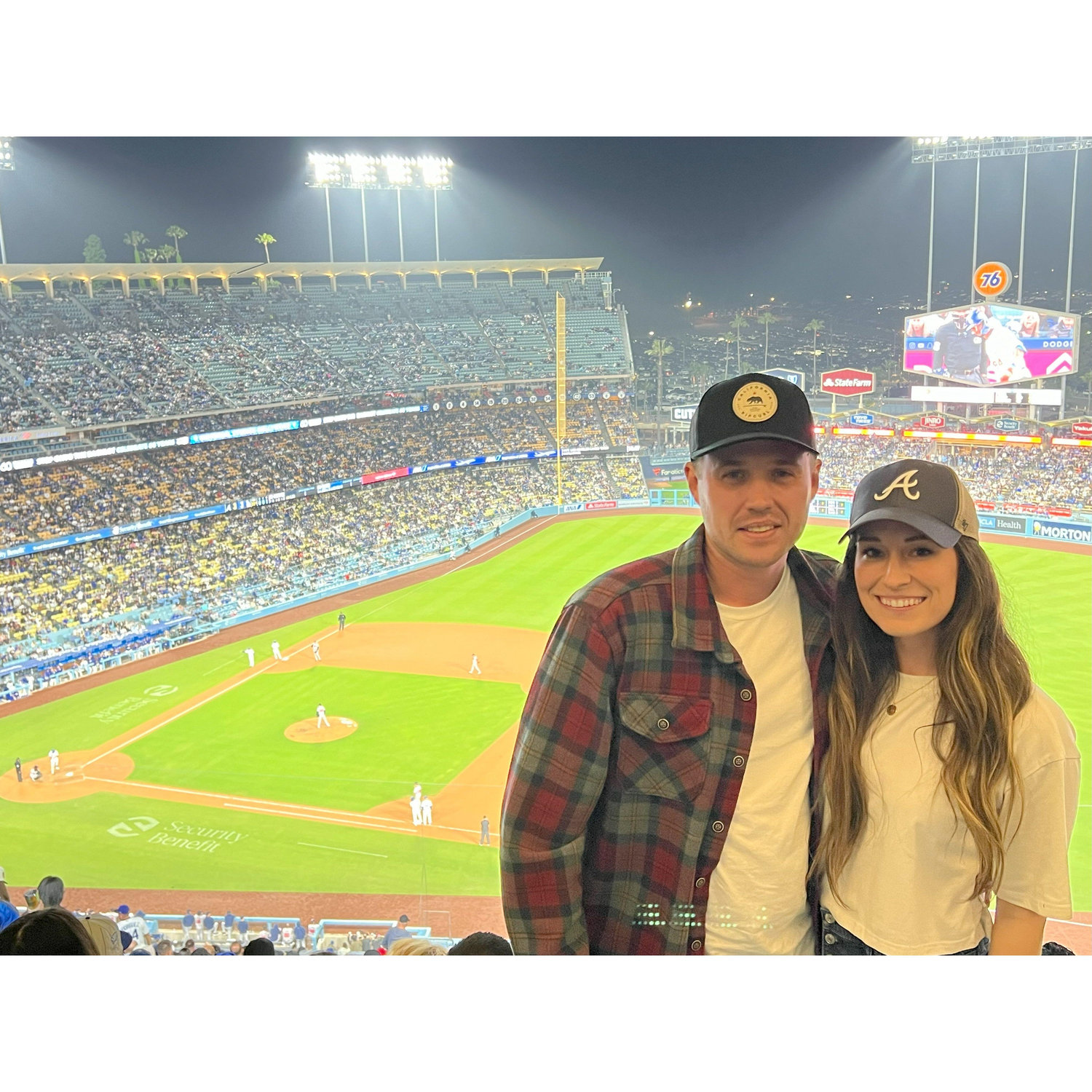 Sam's first Braves game @ the Dodgers. We (Braves) lost, ugh.