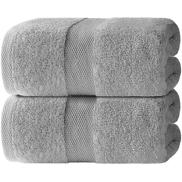 Luxury Soft Bath Sheet Towels - 650 GSM Cotton Luxury Bath Towels Extra Large 35x70 | Highly Absorbent and Quick Dry | Hotel Quality Extra Large Bath Towels Oversized, Light Gray, 2 Pack