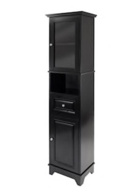 Winsome Wood Alps 18.11-in W x 70.87-in H x 12.99-in D Black Composite Freestanding Linen Cabinet