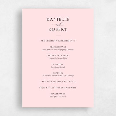 Soft Pink Wedding Program - Barnell