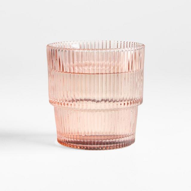 Atwell 11-oz. Spring Pink Stackable Ribbed Double Old-Fashioned Glass