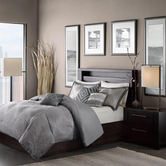 Madison Park Quinn 7-Piece King Comforter Set in Grey
