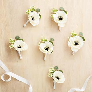 I Do Faux Boutonniere, Set of 6