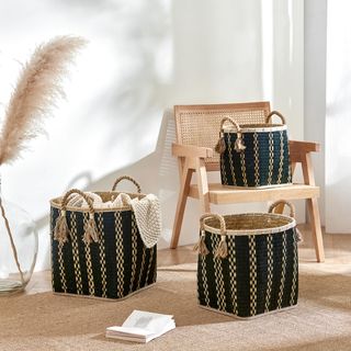 3-Piece Palm Leaf Basket Set