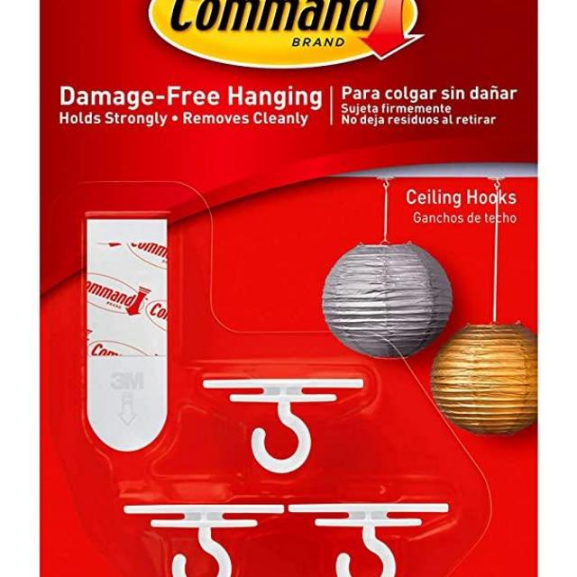 Command Ceiling Hooks (3 hooks, 4 foam strips per pack) 4 Packs Total, Decorate Damage-Free