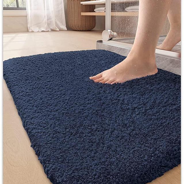 Color G Bathroom Rugs Bath Mat, 17x24 Absorbent Bath Rugs Bath Mats for Bathroom Non Slip, Machine Washable Microfiber Bathroom Floor Mat, Soft Plush Quick Dry Non Slip Bath Mat for Shower, Blue