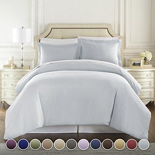 Hotel Luxury 3pc Duvet Cover Set-1500 Thread Count Egyptian Quality Ultra Silky Soft Premium Bedding Collection-Queen Size Artic Ice Blue