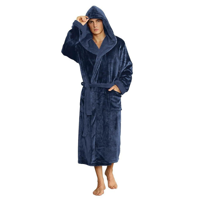 U2SKIIN Mens Hooded Robe, Plush Robes for Men Long Fleece Bathrobe