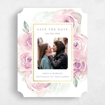 Pink Ticket Wedding Save the Date - Roana Frame Foil