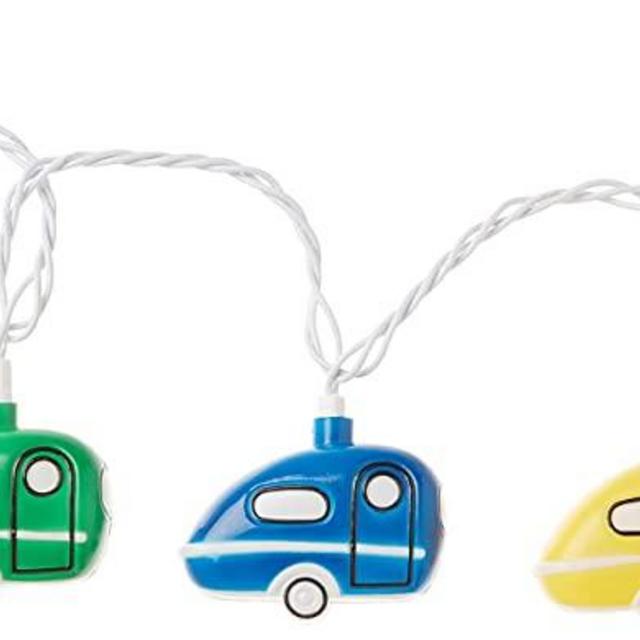Camco Hanging Festive Party Glow Lights- Perfect for RV Awnings and Campsite Décor, Great for Indoor and Outdoor Use (Retro Travel Trailer Design) (42655)