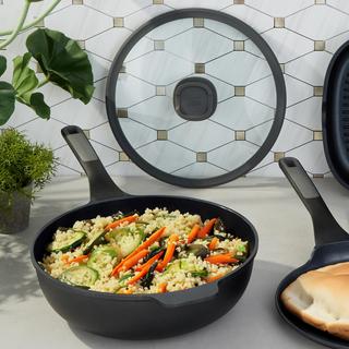 Leo Stone+ Nonstick Ceramic Wok Pan with Lid