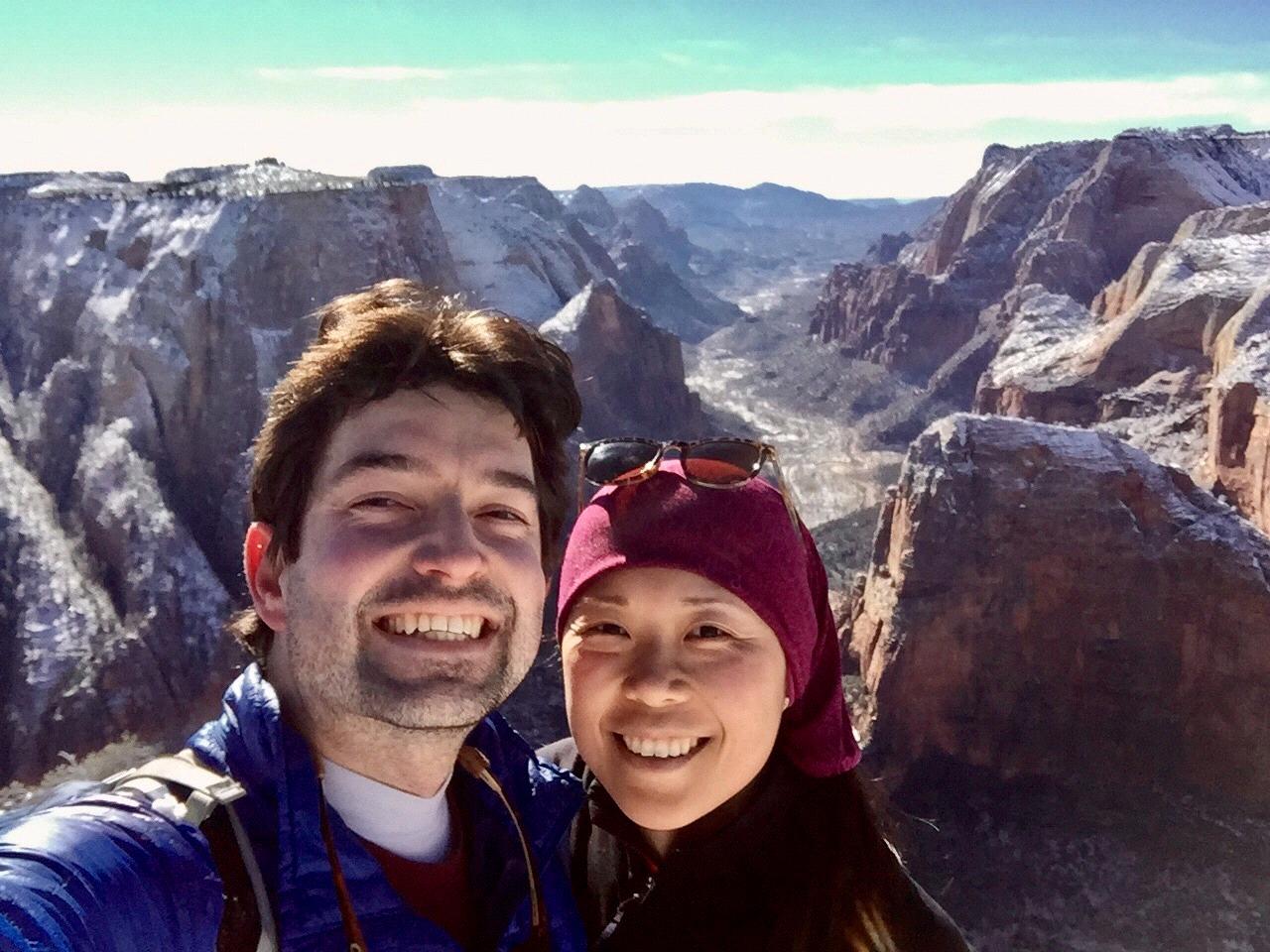 At Observation Point during our January 2017 trip to Zion National Park