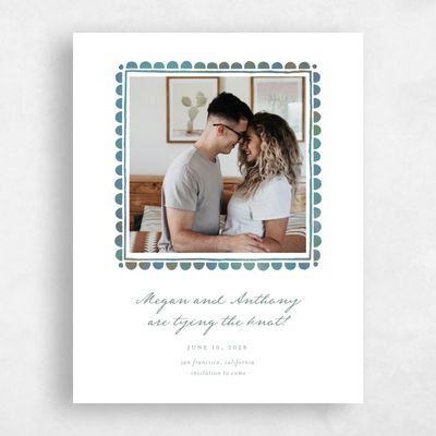 Rich Sage, Blue Wedding Save the Date - Fayvel Photo